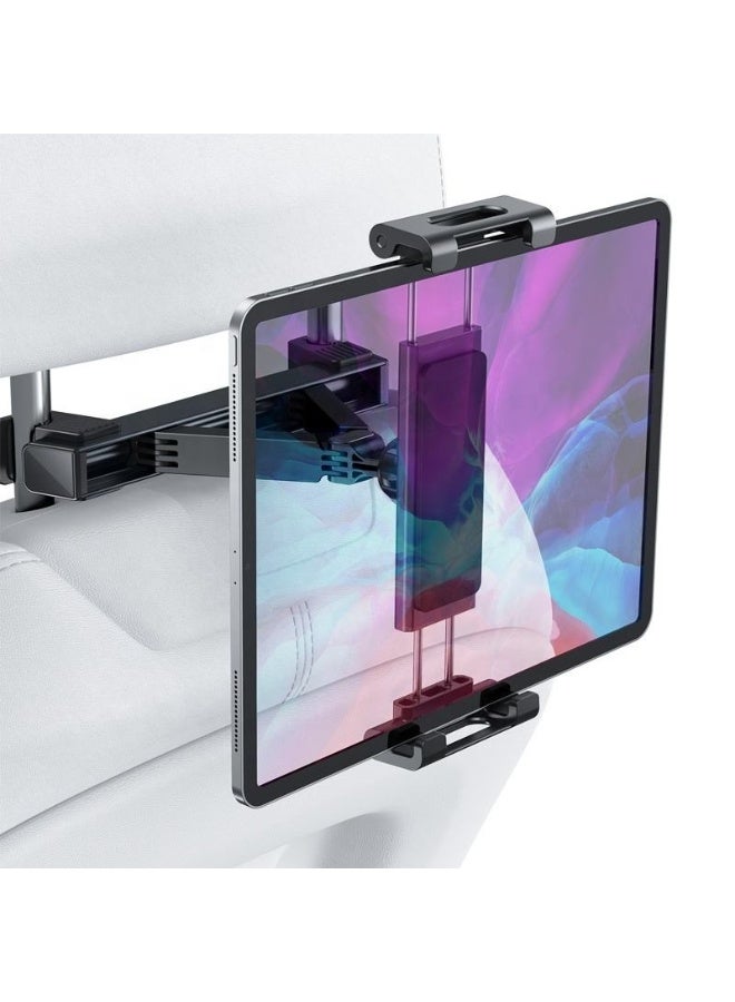 هولدر حامل هاتف وجهاز لوحي دوار للسيارة، يُوضع على الوسادة الخلفية (أسود) - Image 3